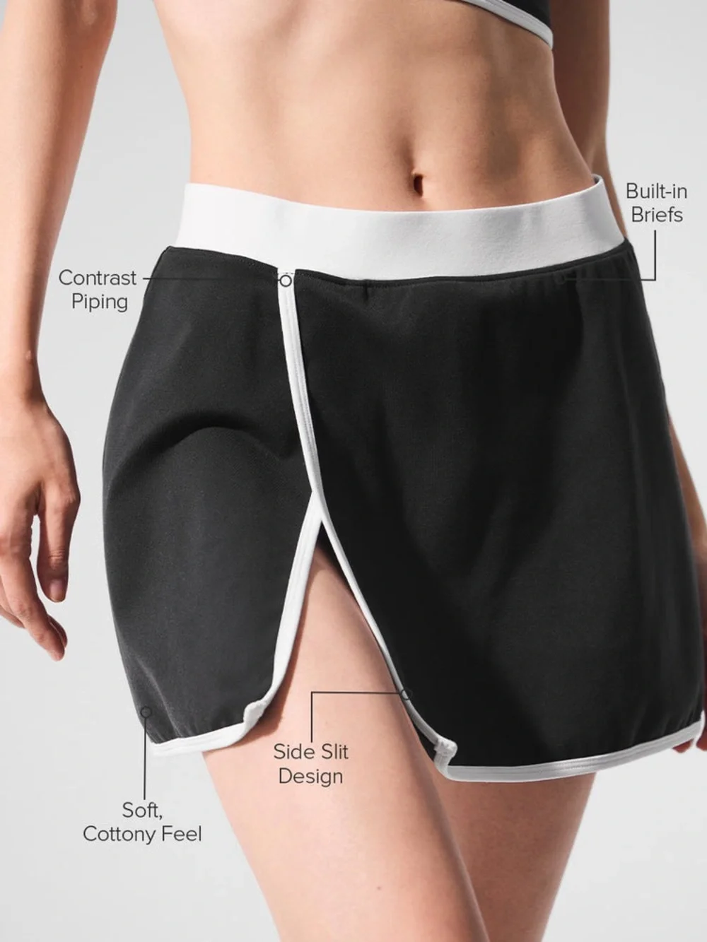ALO Yoga Black Mini Skirt with White Trim